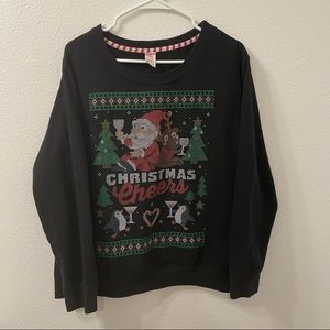 Holiday time Christmas cheer sweatshirt black XL